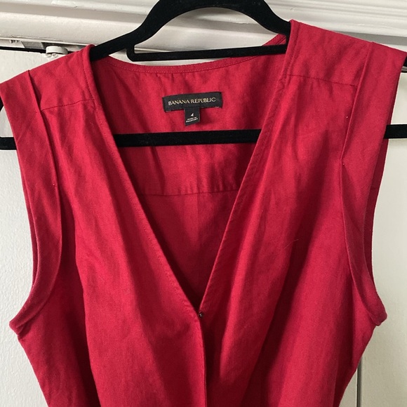 Banana Republic Red Linen Wrap Dress - Picture 3 of 6